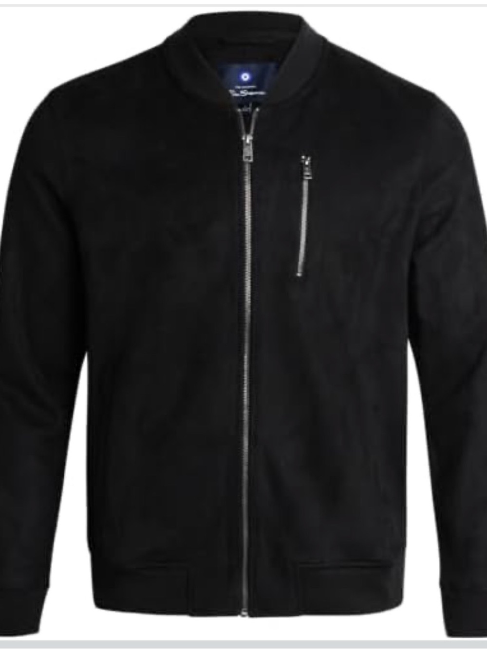 Ben Sherman Size XL Zip-Front Faux Suede Bomber Jacket Black GUC
